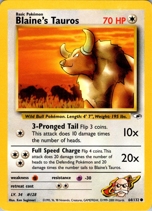 Blaine's Tauros (64/132) Unlimited [Vintage: Gym Heroes] Pokemon Single Pokémon
