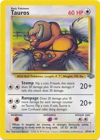 Tauros 47/64 Unlimited [Vintage: Jungle] Pokemon Single Pokémon
