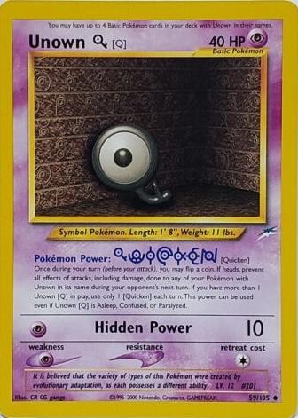 Unown [Q] 059/105 Unlimited [Vintage: Neo Destiny] Pokemon Single Pokémon