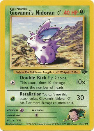 Giovanni's Nidoran M 76/132 Unlimited [Vintage: Gym Challenge] Pokemon Single Pokémon