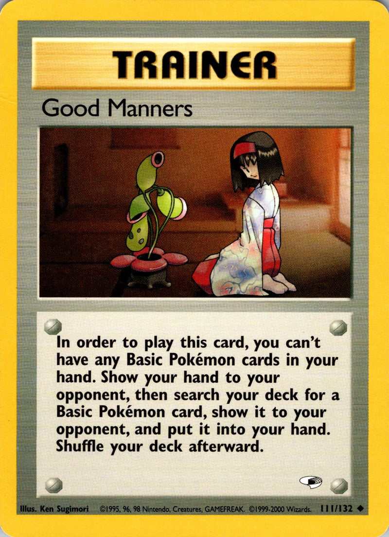 Good Manners 111/132 Unlimited [Vintage: Gym Heroes] Pokemon Single Pokémon