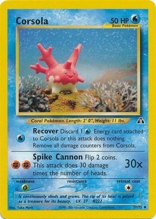Corsola 37/75 Unlimited [Vintage: Neo Discovery] Pokemon Single Pokémon