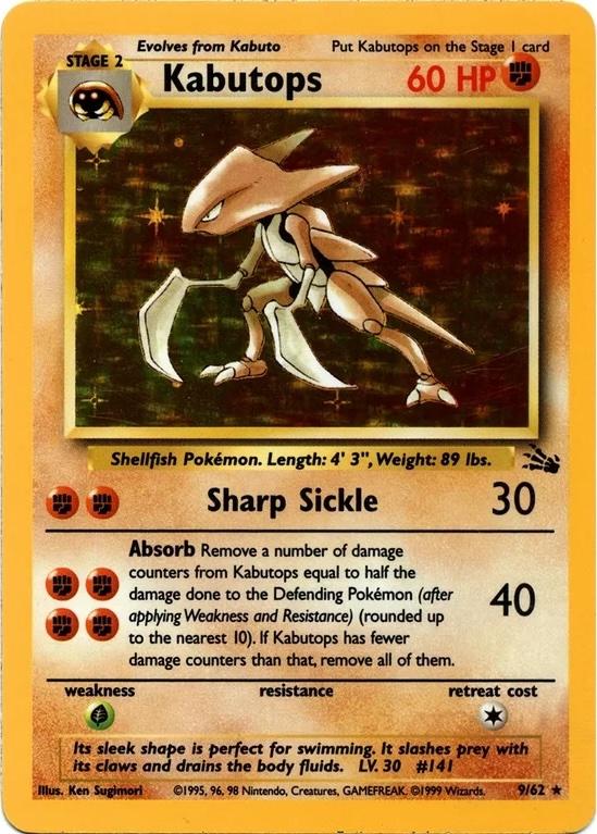 Kabutops (9/62) Unlimited Holofoil [Vintage: Fossil] Pokemon Single Pokémon