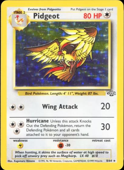Pidgeot (8/64) Unlimited Holofoil [Vintage: Jungle] Pokemon Single Pokémon