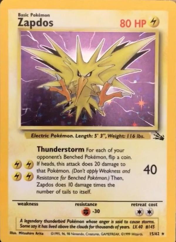 Zapdos (15/62) Unlimited Holofoil [Vintage: Fossil] Pokemon Single Pokémon