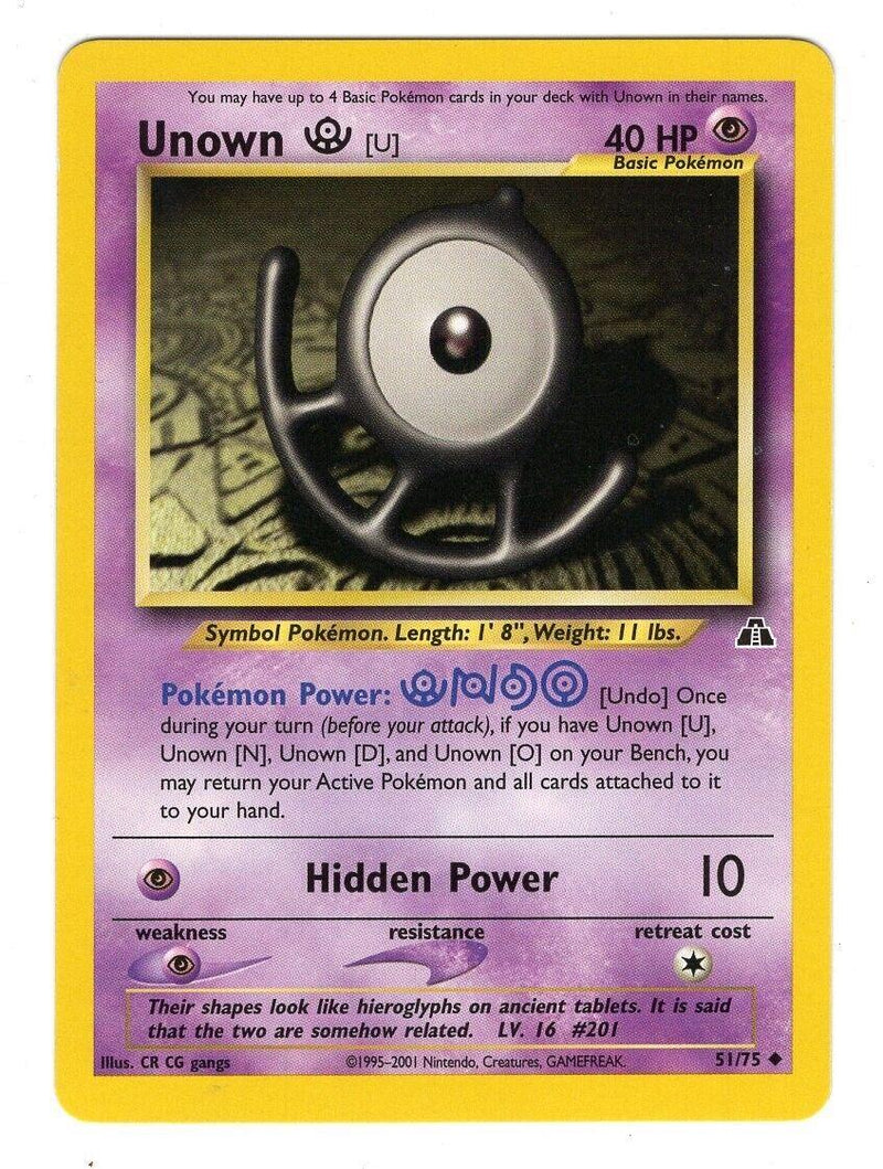 Unown [U] 51/75 Unlimited [Vintage: Neo Discovery] Pokemon Single Pokémon