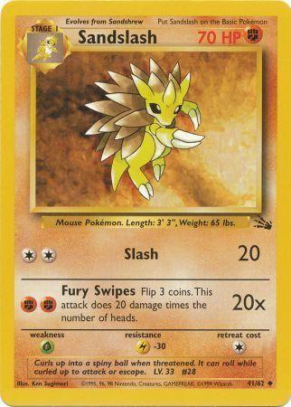 Sandslash (41/62) Unlimited [Vintage: Fossil] Pokemon Single Pokémon