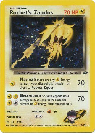 Rocket's Zapdos (/132) Unlimited Holofoil [Vintage: Gym Challenge] Pokemon Single Pokémon