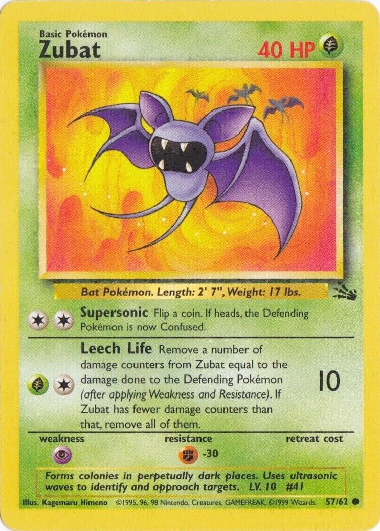 Zubat (57/62) Unlimited [Vintage: Fossil] Pokemon Single Pokémon