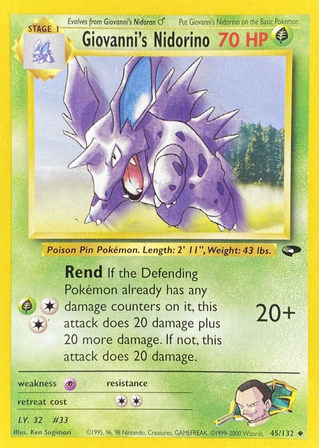 Giovanni's Nidorino (45/132) - [Vintage: Gym Challenge] Unlimited Pokemon Single Pokémon