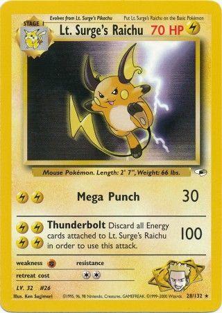 Lt. Surge's Raichu (28/132) - [Vintage: Gym Heroes] Unlimited Pokemon Single Pokémon