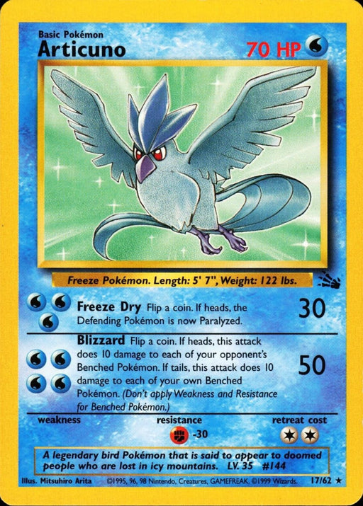 Articuno (17/62) Unlimited [Vintage: Fossil] Pokemon Single Pokémon