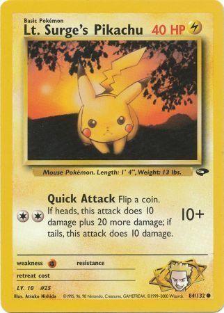 Lt. Surge's Pikachu 84/132 Unlimited [Vintage: Gym Challenge] Pokemon Single Pokémon