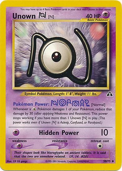 Unown [N] 50/75 Unlimited [Vintage: Neo Discovery] Pokemon Single Pokémon