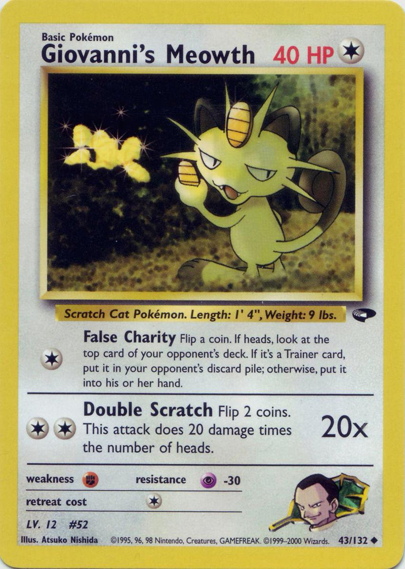 Giovanni's Meowth (43/132) Unlimited [Vintage: Gym Challenge] Pokemon Single Pokémon