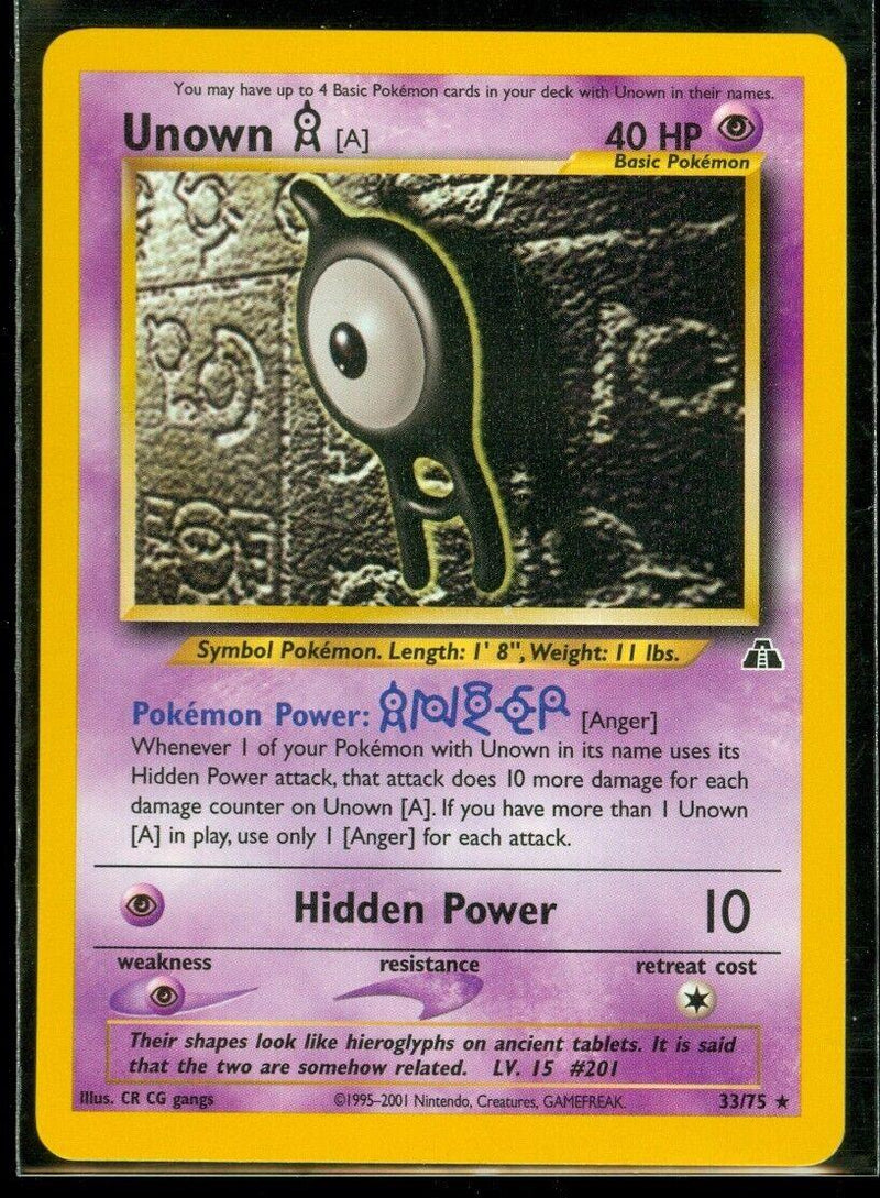 Unown [A] 33/75 Unlimited [Vintage: Neo Discovery] Pokemon Single Pokémon