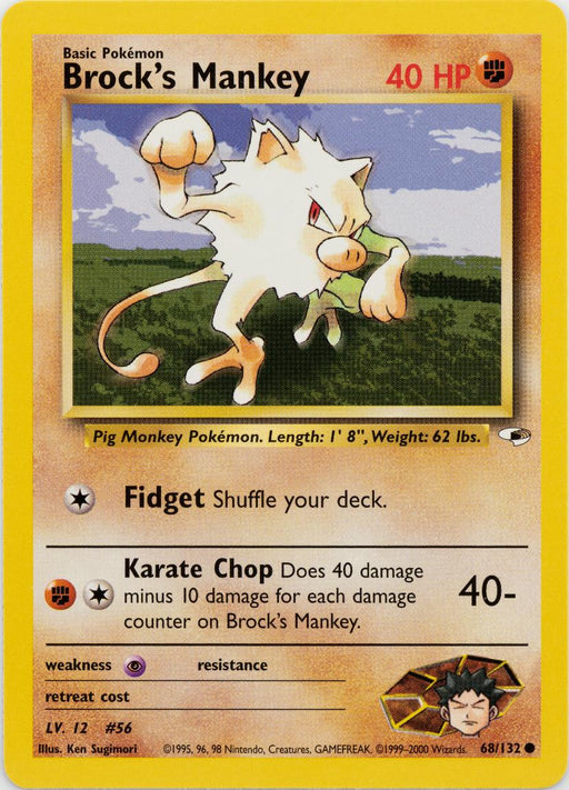 Brock's Mankey (68/132) Unlimited [Vintage: Gym Heroes] Pokemon Single Pokémon
