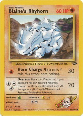 Blaine's Rhyhorn (65/132) Unlimited [Vintage: Gym Challenge] Pokemon Single Pokémon