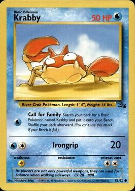 Krabby (51/62) Unlimited [Vintage: Fossil] Pokemon Single Pokémon