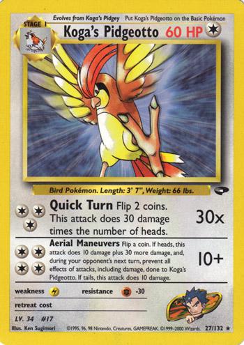 Koga's Pidgeotto 27/132 Unlimited [Vintage: Gym Challenge] Pokemon Single Pokémon