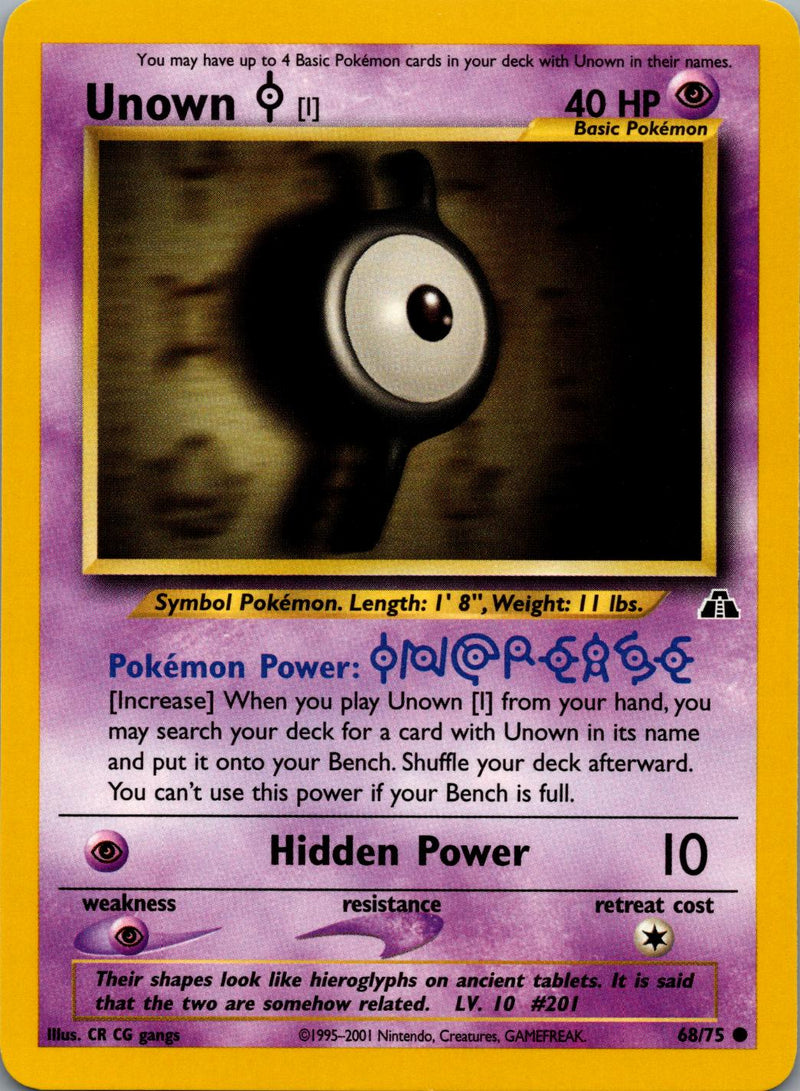 Unown [I] 68/75 Unlimited [Vintage: Neo Discovery] Pokemon Single Pokémon