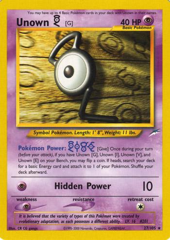 Unown [G] 027/105 Unlimited [Vintage: Neo Destiny] Pokemon Single Pokémon