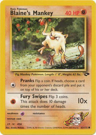 Blaine's Mankey (63/132) Unlimited [Vintage: Gym Challenge] Pokemon Single Pokémon