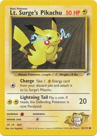 Lt. Surge's Pikachu 81/132 Unlimited [Vintage: Gym Heroes] Pokemon Single Pokémon