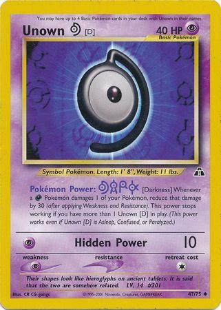 Unown [D] 47/75 Unlimited [Vintage: Neo Discovery] Pokemon Single Pokémon