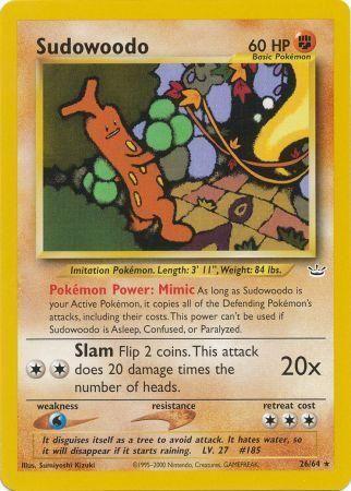 Sudowoodo 26/64 Unlimited [Vintage: Neo Revelation] Pokemon Single Pokémon