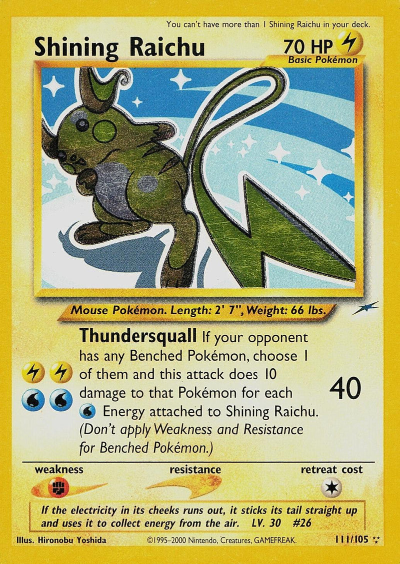 Shining Raichu 111/105 Unlimited Holofoil [Vintage: Neo Destiny] Pokemon Single Pokémon