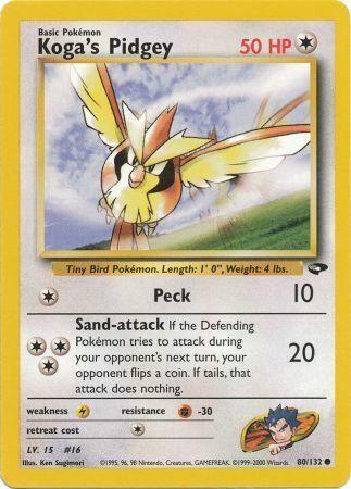 Koga's Pidgey (80/132) Unlimited [Vintage: Gym Challenge] Pokemon Single Pokémon