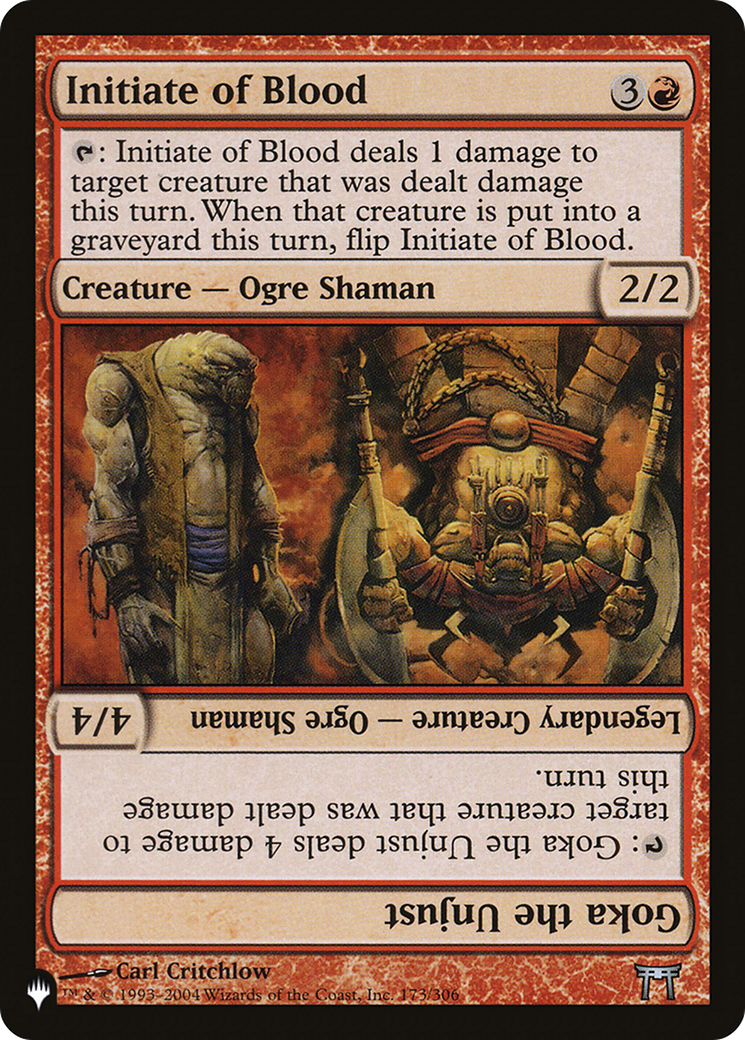 Initiate of Blood // Goka the Unjust (LIST-CHK-173) [Mystery Booster] The List MTG Single Wizards of the Coast