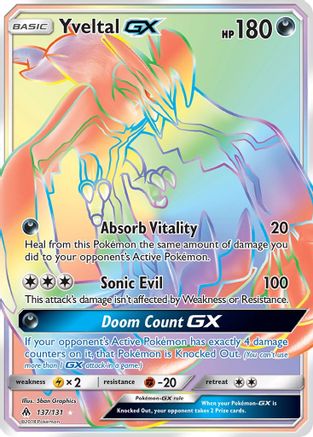 Yveltal GX (Secret) (/131) Holofoil [SM: Forbidden Light] Pokemon Single Pokémon
