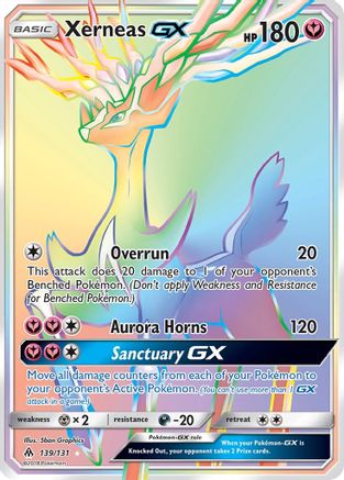 Xerneas GX (Secret) 139/131 Holofoil [SM: Forbidden Light] Pokemon Single Pokémon