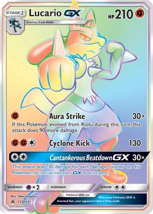 Lucario GX (Secret) 135/131 Holofoil [SM: Forbidden Light] Pokemon Single Pokémon