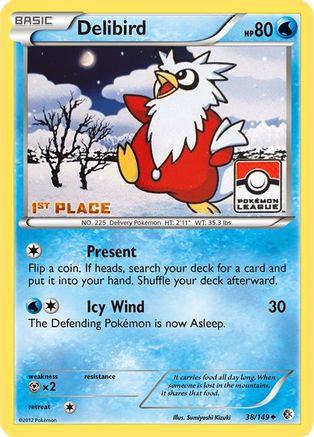 Delibird - 38/149 (Pokemon League) [1st Place] () Reverse Holofoil [Promos: League & Championship Cards] Pokemon Single Pokémon