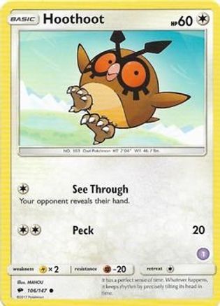 Hoothoot 106/147 () [SM: Trainer Kit Alolan Sandslash & Alolan Ninetales] Pokemon Single Pokémon