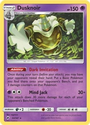 Dusknoir - 53/147 (SM Burning Shadows) () [Misc: Deck Exclusives] Pokemon Single Pokémon