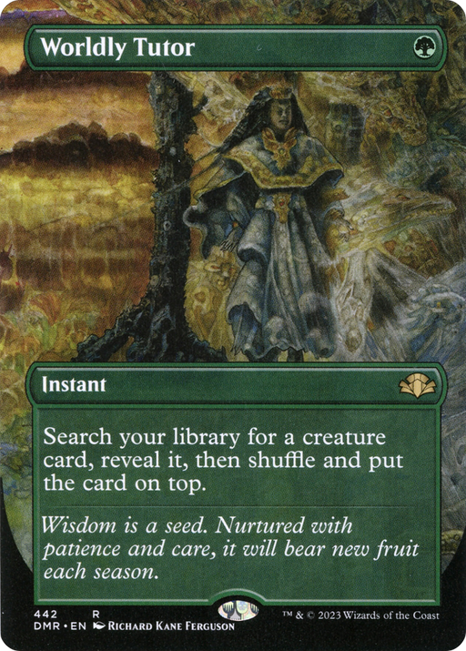 Worldly Tutor (DMR-442) [Dominaria Remastered] (Borderless) Foil MTG Single Wizards of the Coast