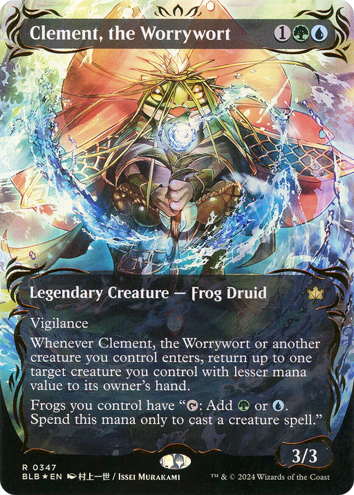 Clement, the Worrywort (Raised Foil) (BLB-347) [Bloomburrow] (Showcase) (Borderless) Foil MTG Single Wizards of the Coast