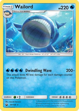 Wailord (40/168) Reverse Holofoil [SM: Celestial Storm] Pokemon Single Pokémon