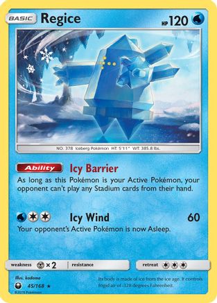 Regice (45/168) Reverse Holofoil [SM: Celestial Storm] Pokemon Single Pokémon