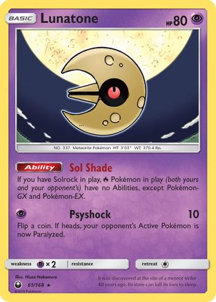 Lunatone (/168) Reverse Holofoil [SM: Celestial Storm] Pokemon Single Pokémon