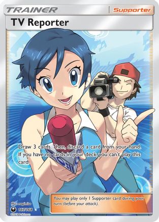 TV Reporter (Full Art) (/168) Holofoil [SM: Celestial Storm] Pokemon Single Pokémon