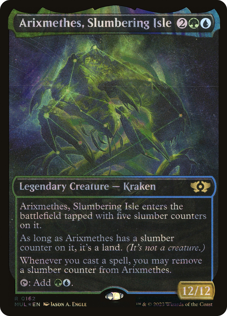 Arixmethes, Slumbering Isle (Halo Foil) (MUL-162) [Multiverse Legends] (Showcase) Foil MTG Single Wizards of the Coast