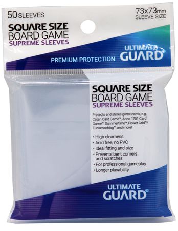 Ultimate Guard: Board Game Sleeves - Square 73mm x 73mm 50Ct Board Game Sleeves Ultimate Guard