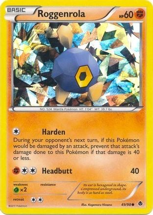 Roggenrola - 49/98 (Cracked Ice Holo) () Holofoil [Misc: Blister Exclusives] Pokemon Single Pokémon