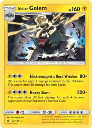 Alolan Golem - 42/145 (Cosmos Holo) (42) - [Misc: Blister Exclusives] Holofoil Pokemon Single Pokémon