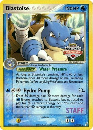 Blastoise - 14/100 (National Championships) [Staff] () [Promos: League & Championship Cards] Pokemon Single Pokémon